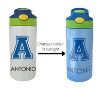 Load image into Gallery viewer, TODDLER BLUE COLOUR CHANGING FLIP STRAW BOTTLE 355ML